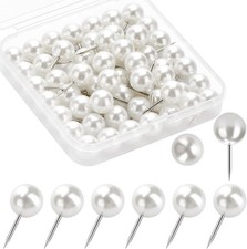 60 Pcs Push Pins, Thumb Tacks for Decorative Wall, Pearl White Thumbtacks for Bu