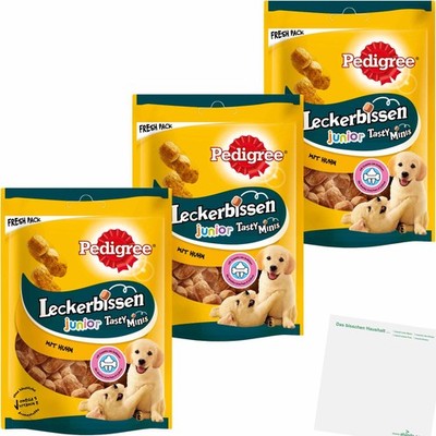 Pedigree Leckerbissen Tasty Minis Junior Huhn 3er Pack 3x125g Packung usy Block