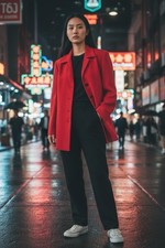 Vintage ISSEY MIYAKE Red Blazer Jacket Long Coat Made In Japan Designer Luxury