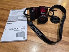 Nikon COOLPIX L820 Bridge Camera Red 16MP 30x Zoom 1080p HD Wide Angle