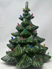 Vintage Atlantic Mold Ceramic Christmas Tree Some Lights No Base 14” Read
