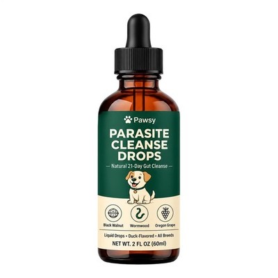Pawsy Parasite Cleanse Drops For Dogs, Six Natural Herbal Actives 60ml
