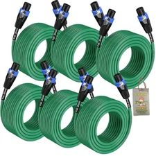 (6 PACK) 50FT Speakon Cables FAT TOAD Speaker Cords | Twist Lock Connector Plug