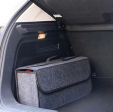 Grey Car Boot Organiser Felt Storage Box Non-slip Foldable Trunk Bag Uk Stock