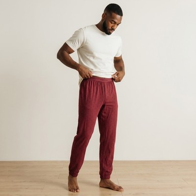 NWT Calvin Klein Mens Monogram Logo Pajama Jogger Pants Size Large L Burgundy