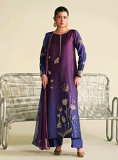 Handmade Purple Embroidered Chiffon Salwar Kameez Suit w/ Dupatta Custom