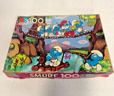 Smurfs Puzzle Milton Bradley Vintage 1980s 100 Piece Classic Cartoon Complete