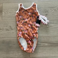 NWT Gym Gear Kids Brown Cluster of Capys Gymnastics/Dance Leotard Size Medium 8