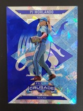 2025 Panini Crusade - Crusade PJ Morlando #79 Blue Cracked Ice (RC) Marlins 
