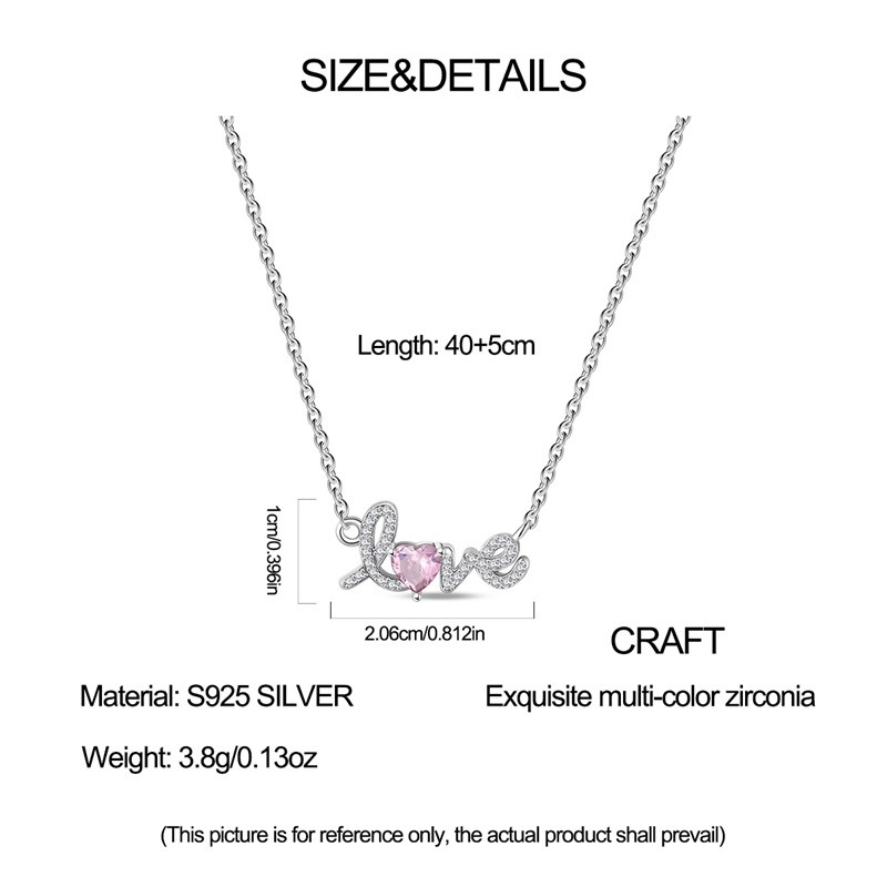 KUNSIR 925 Sterling Silver LOVE Letter Necklace For Women Valentine's Day Gifts