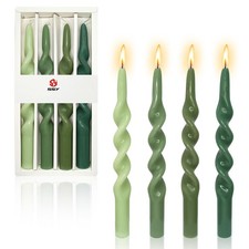 Green Spiral Taper Candles 10 Inch Colored Unscented Wax Sticks Home Decor
