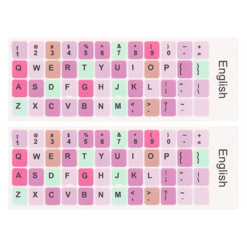 Universal English Keyboard Stickers Mixed Background W Black Lettering 2Pcs