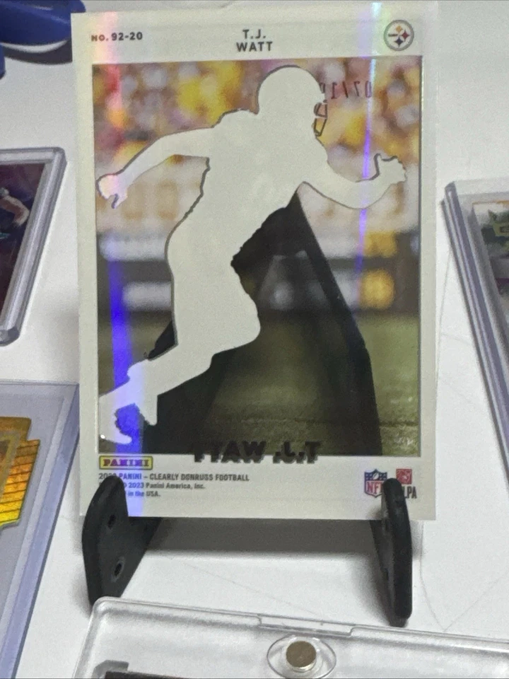 T.J. WATT 2022 CLEARLY DONRUSS '92 DONRUSS ACETATE PARALLEL! /10! STEELERS! - Image 3 of 4