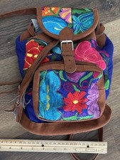 Colorful Boho Small Backpack Buckle Closure, Zipper Pocket, Adjustable Straps