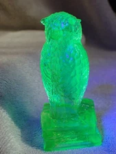 Degenhart Teal # 132 Glass Owl Glows