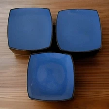 Set of 3 Gibson Elite Soho Lounge Salad Plates Square Sapphire Cobalt Blue