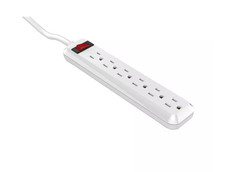 4 ft. 6-Outlet Power Strip with 45 Degree Flat Angle Plug, White