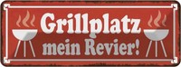 Blechschild 10X27 Cm Grillplatz Mein Revier Grillen Essen Trinken Deko Geschenk