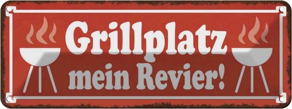 Blechschild 10X27 Cm Grillplatz Mein Revier Grillen Essen Trinken Deko Geschenk-image