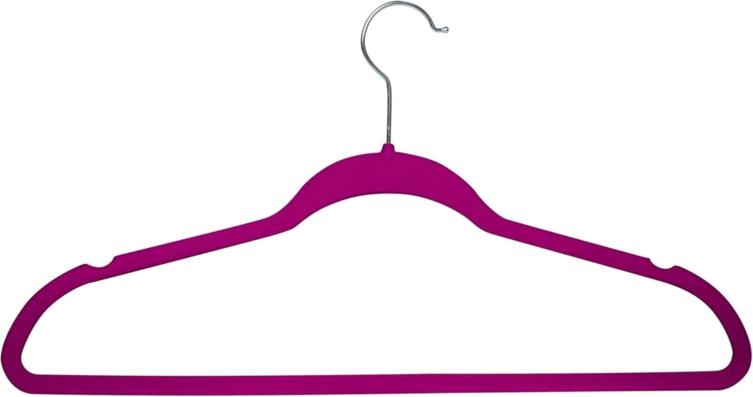 Maximize Closet Space with 10 Fuchsia Velvet Huggable Hangers - No Slipping