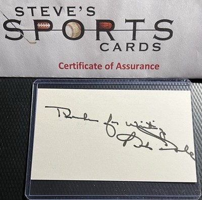 Senator Robert Bob Dole R-KS Signed Index Card w/ COA, Top Loader