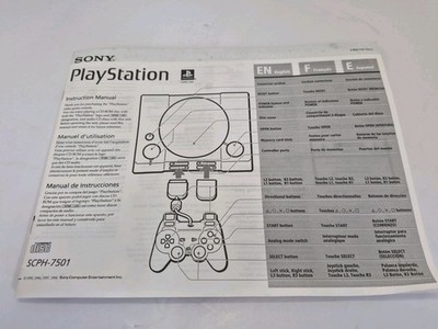 Oem Sony PlayStation 1 Instruction Manual Scph-7501