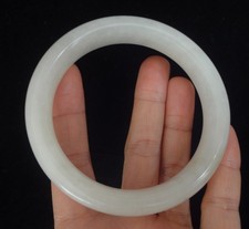 Fine Large Chinese Hand Carving Natural White Jade Women Bangle 62MM