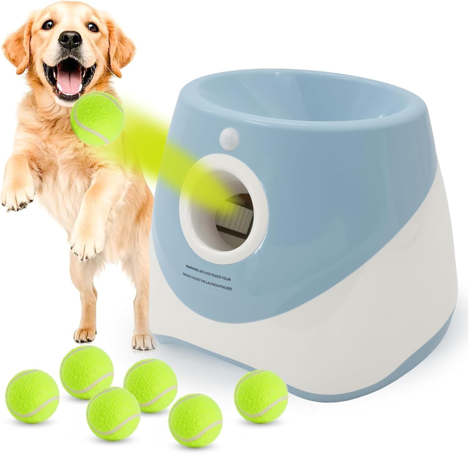 Gettatrice per Cani Con 6 Palline Da Tennis, Giocattolo Elettrico Interattivo pe