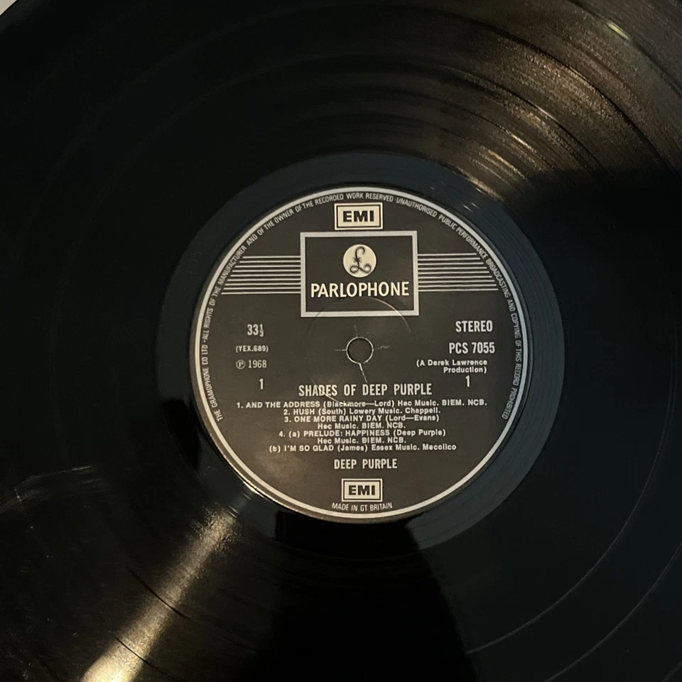UK! DEEP PURPLE - Shades of Deep Purple LP Vinyl  EMI PARLOPHONE Pressing VG - Image 3 of 3