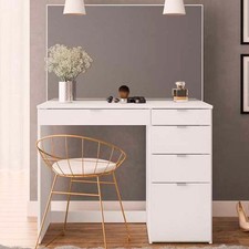Ava 5 Drawer White Dressing Table with Mirror Modern Bedroom Furniture