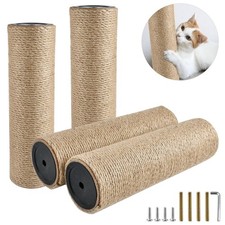 4 Pcs Cat Scratching Post , Natural Jute Pole Cat Tree Parts, Cat Scratch Pol