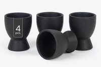 Eierbecher 4Er Set Eierhalter FrüHstüCksei Steingut Schwarz Matt Ø 6 X H 8 Cm