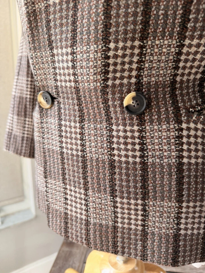 Blazer vintage de mujer Giorgio Armani de doble botonadura - lana a cuadros, hombrera Foto 3 de 4