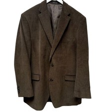 CHAPS Mens Blazer 46L Brown Cotton Corduroy Jacket Academic Classic Sportcoat