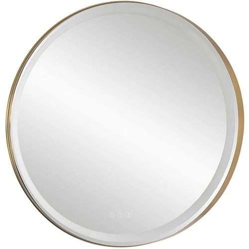 Uttermost 09947 Crofton 32 X 32 inch Plated Brushed Brass LED Lighted Mirror - Picture 7 of 11