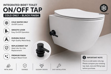Integrated Bidet Toilet On/Off Tap – Cold Only – Black Finish