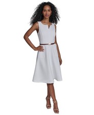 Calvin Klein White Dress 12 A-Line Pockets Scuba NWT $134
