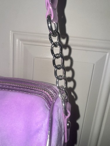 Juicy Couture Light Purple Chain Barrel Shoulder Moni Velvet Bag Retro NWOT - Picture 3 of 5