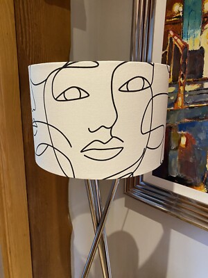 Lampenschirm im abstrakten Gesichtsmotiv weiß & schwarz Decke oder Lampe, versch. Größen