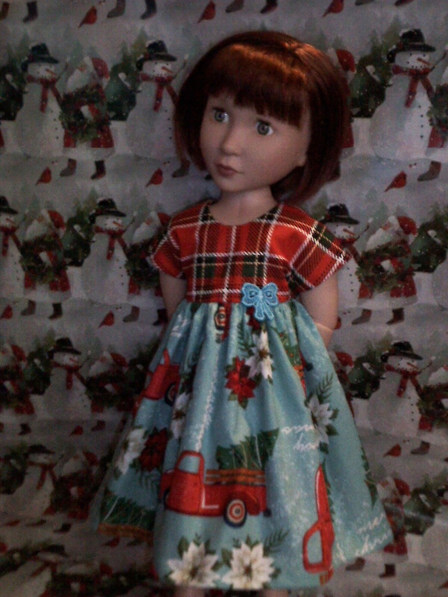 Christmas Trucks Dress Fits 16.5