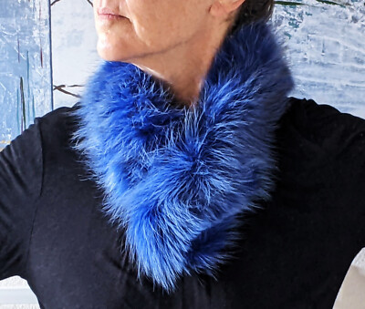 Alaska Fur Gallery Electric Blue Fox Collar Scarf Headband  display picture 1