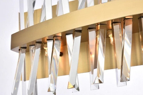 Satin Gold Bathroom Vanity Crystal Wall Sconce 8 Light Lighting Fixture 30" - Picture 7 of 7