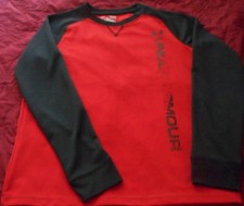 YOUTH UNDER ARMOUR CREW NECK L/S ATHLETIC LEISURE TIGHT MESH PULLOVER RED/BLK Sz