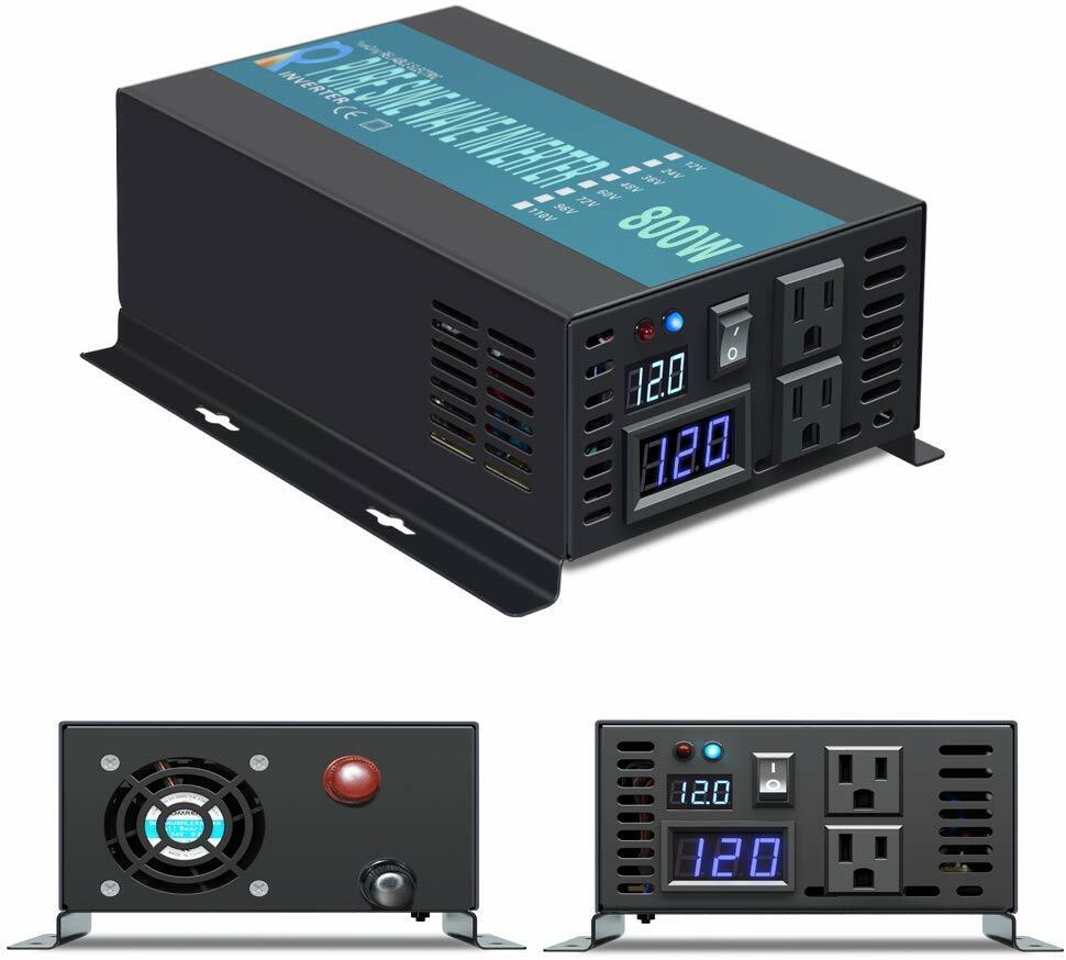 800w power inverter pure sine wave 12v 110v 120v us outlet car rv motor solar