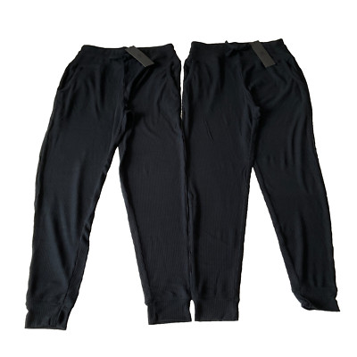 Mono B Jogger Sweatpants Womens Size L Black Ribbed Pockets Stretch 2 Pair