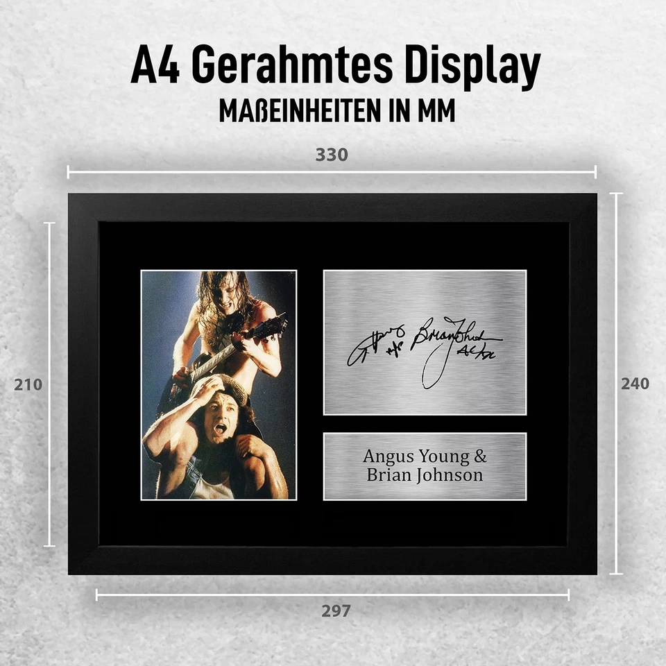 Angus Young & Brian Johnson A4 Gerahmte Signiert Gedruckt Autogramme Bild Dru... - Bild 2 von 4