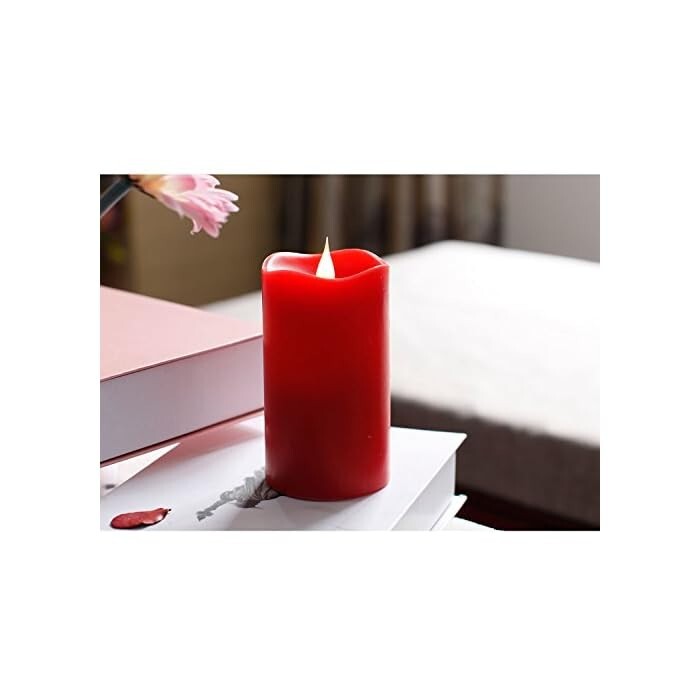 Red Candle, Simplex Candle 3D Candle Fireless flame Real Wax LED Melted ...