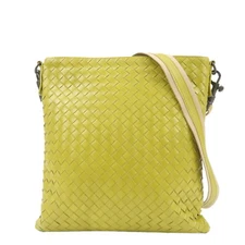 BOTTEGA VENETA  Intrecciato Shoulder Bag Yellow Leather Auth Used