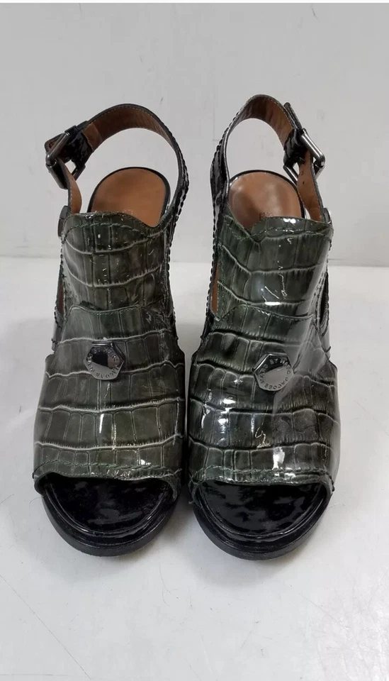 Sandalias Marc Jacobs verde cocodrilo charol en relieve talla 41 EE. UU. 10,5 Foto 2 de 4