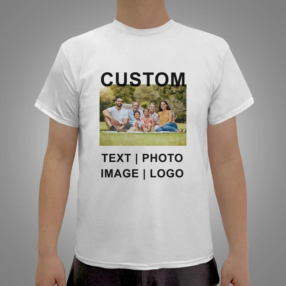 Custom Tee Personalized T Shirt Print Your Logo Photo Text Custom Made Shirt Tee - Image 1 of 4